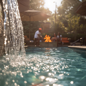Award-winning pool contractors Atlanta showcasing luxury swimming pools Atlanta Georgia with custom waterfall installation